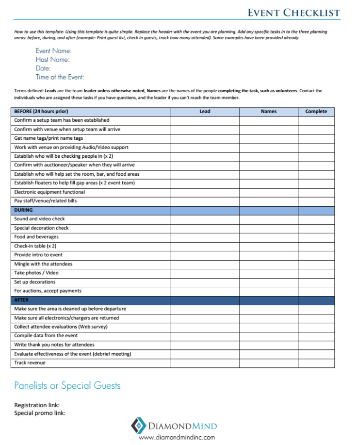 55 Free Event Planning Checklist Template  Hennessy Events Pdf Example