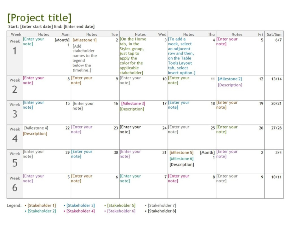 Calendar Timeline Template  Free Word And Excel Templates Powerpoint Example