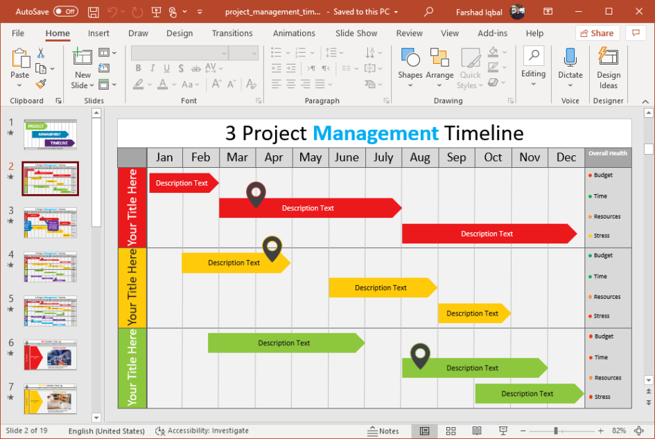 Costum Animated Project Management Timeline Gantt Charts For Powerpoint Excel Sample