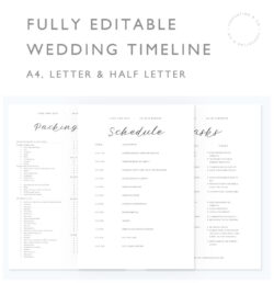 Costum Editable Wedding Timeline Template Minimal Wedding Day  Etsy  Sample