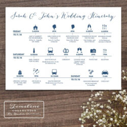 Costum Printable Wedding Timeline Day Of Itinerary Schedule Card  Three Lines Powerpoint