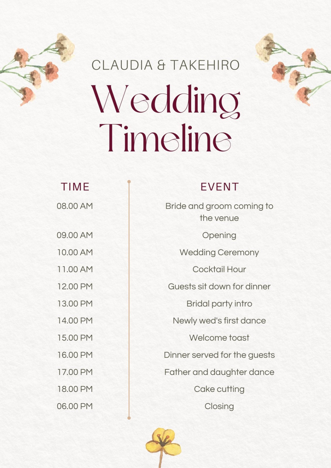 Editable Free Custom Printable Wedding Timeline Planner Templates 60% Off Ppt