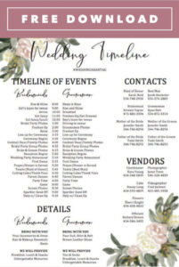 Editable Free Customizable Wedding Day Timeline Word Doc Template  Wedding Day Timeline Wedding Planner Word Example