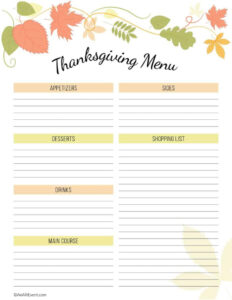 Editable Free Thanksgiving Planner Printable  An Alli Event Excel Example