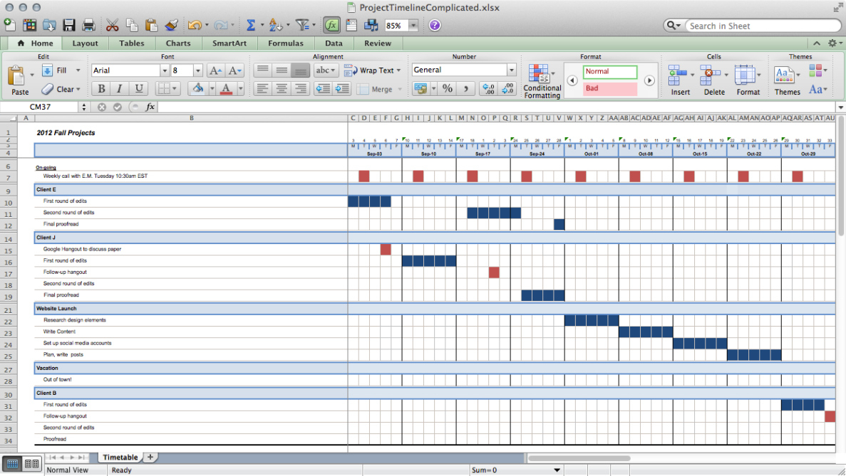 Editable Multiple Project Timeline Template Excel Excel Example