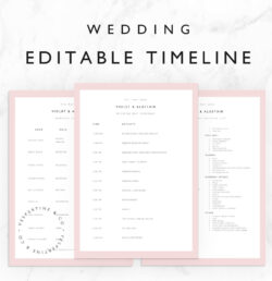 Editable Wedding Timeline Template Bridal Wedding Day Schedule Packing List Tasks List Editable In Word Sample