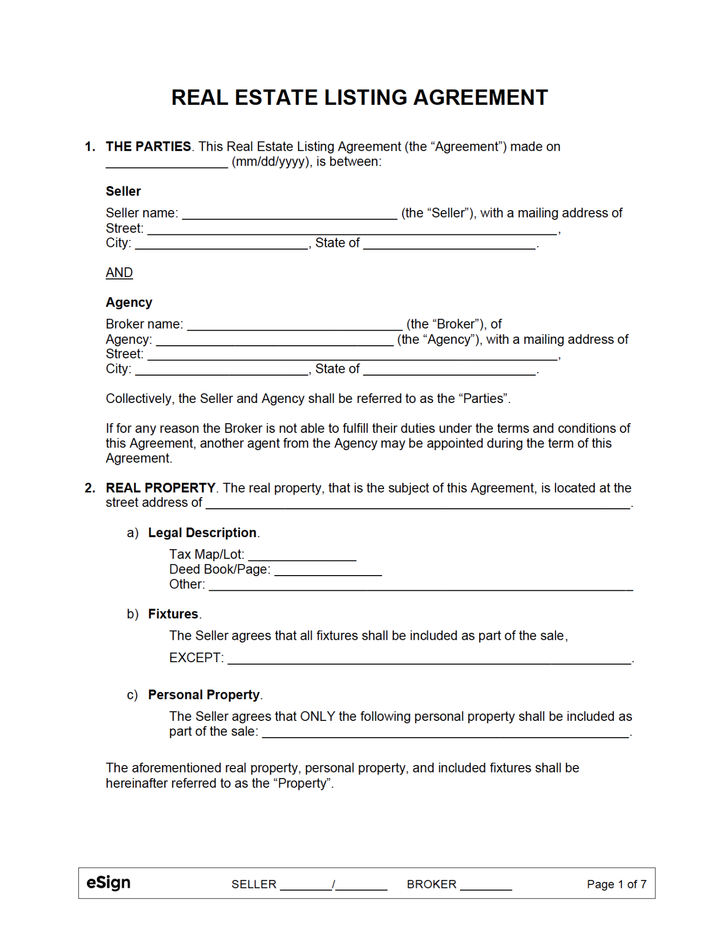 Free Costum Free Real Estate Listing Agreement Template  Pdf  Word Powerpoint Sample