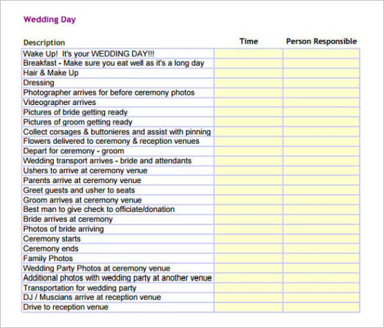 Free Costum Free Wedding Day Timeline Template Pdf  Tutorial Pics Excel Example