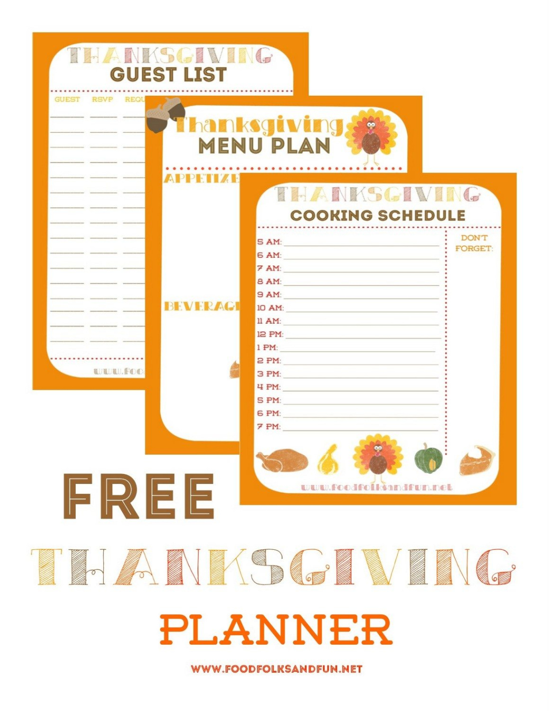 Free Costum Thanksgiving Planner  5 Free Printables! • Food Folks And Fun Pdf Example