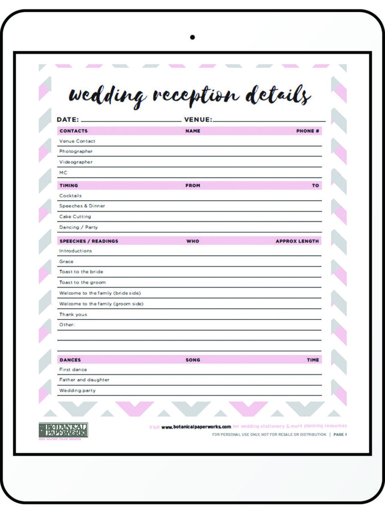 Free Costum Wedding Planning Printables Free Templates To Keep You Organized  Example