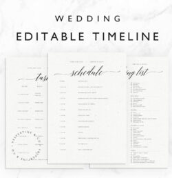 Free Costum Wedding Timeline Template Minimal Bridal Wedding Day  Etsy Pdf