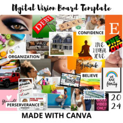 Free Editable 2024 Virtual Vision Board Party Canva Template Goal Setting Dream Board Photo Collage Pdf