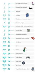 Free Editable A Wedding Day Timeline Template  Rules To Follow  Weddingwire Ppt Sample