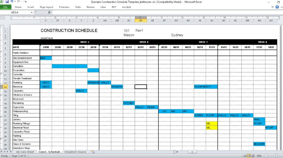 Building A House Timeline Template