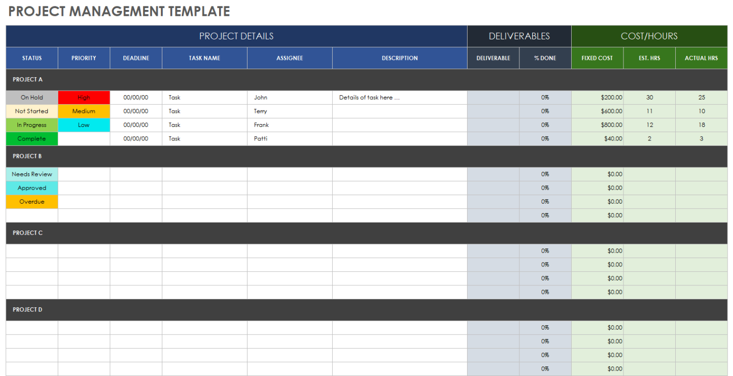 Free Google Sheets Project Management Templates  Smartsheet Word Sample