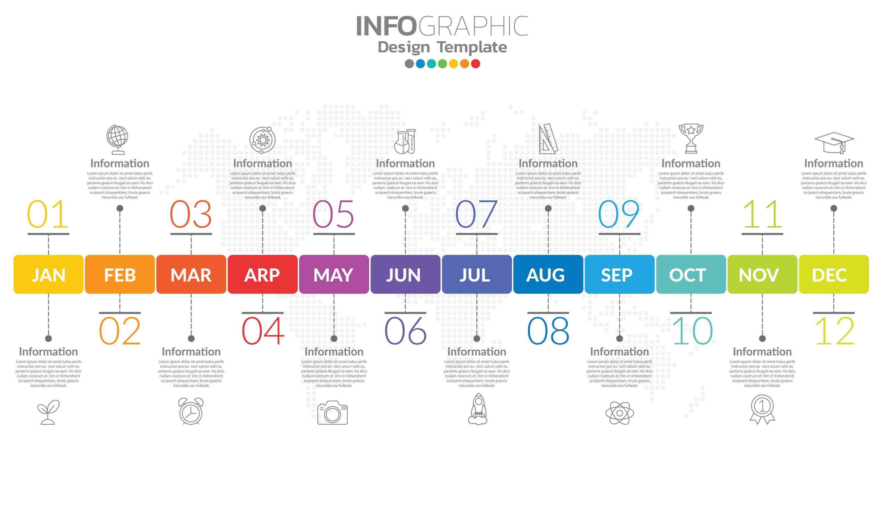 Free Printable Timeline Infographic Template With 12 Label 12 Months 1 Year With Excel