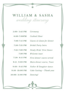 Free Printable Wedding Agenda Templates Powerpoint Sample