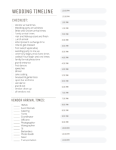 Printable Casual Printable Wedding Reception Timeline Project Plan With Docs Sample