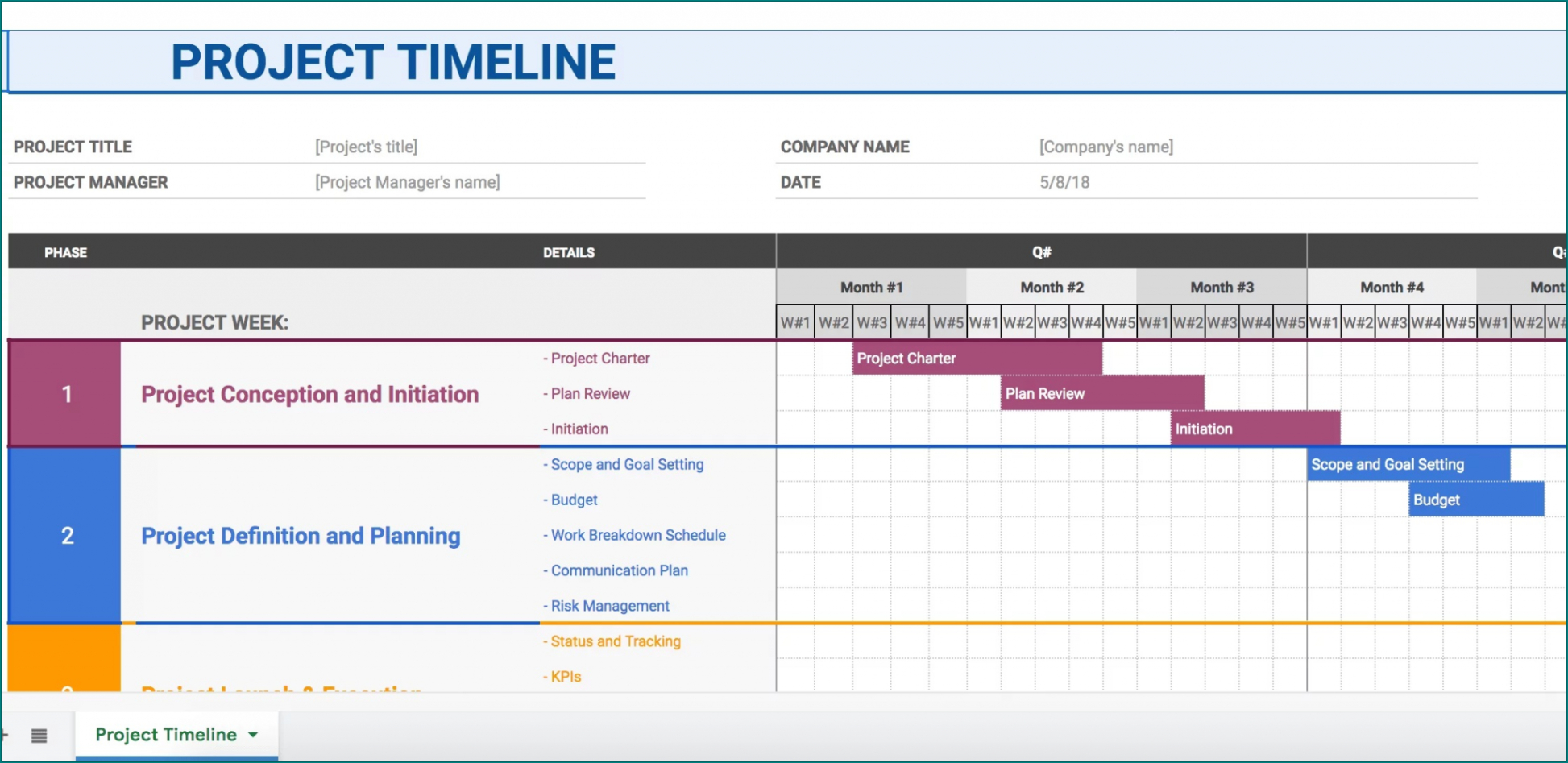 Printable 》Free Printable Project Timeline Template Word Sample