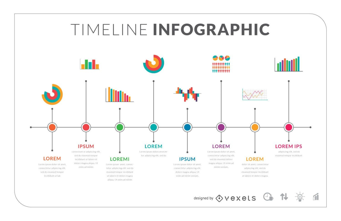 Printable Flat Timeline Infographic Template  Vector Download Word Example