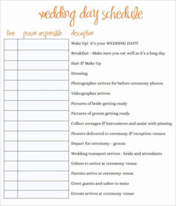 Printable How To Create Day Of Wedding Timeline Template Free  Example