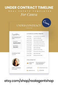 Printable Under Contract Timeline Real Estate Template For Agents And  Etsy