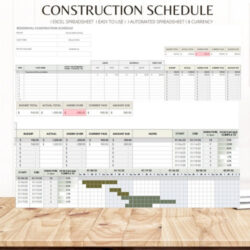 Costum Construction Project Timeline Schedule Residential Remodel  Etsy Word Sample