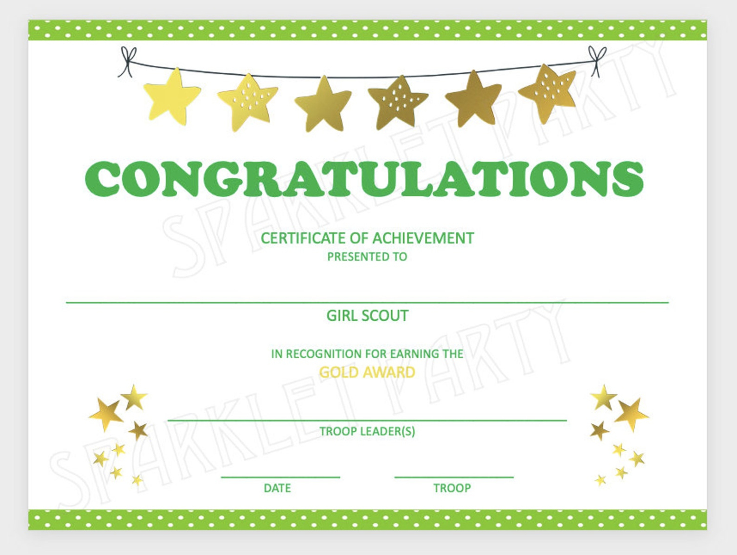 Editable Girl Scout Gold Award Certificate Printable Instant Download  Etsy Powerpoint Sample