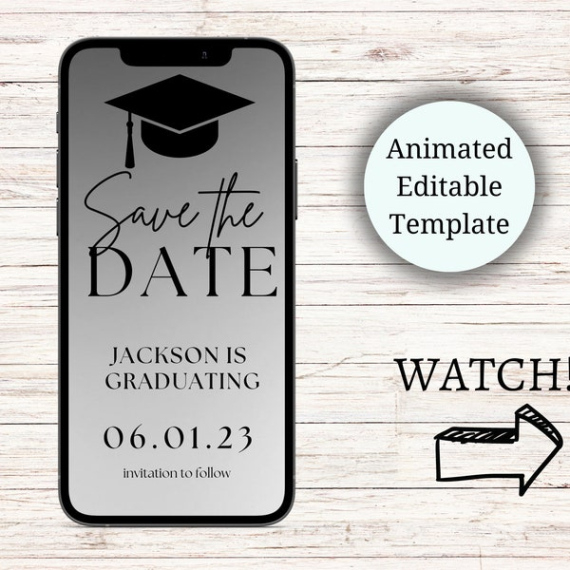 Free Editable Save The Date Graduation  Etsy Docs Example