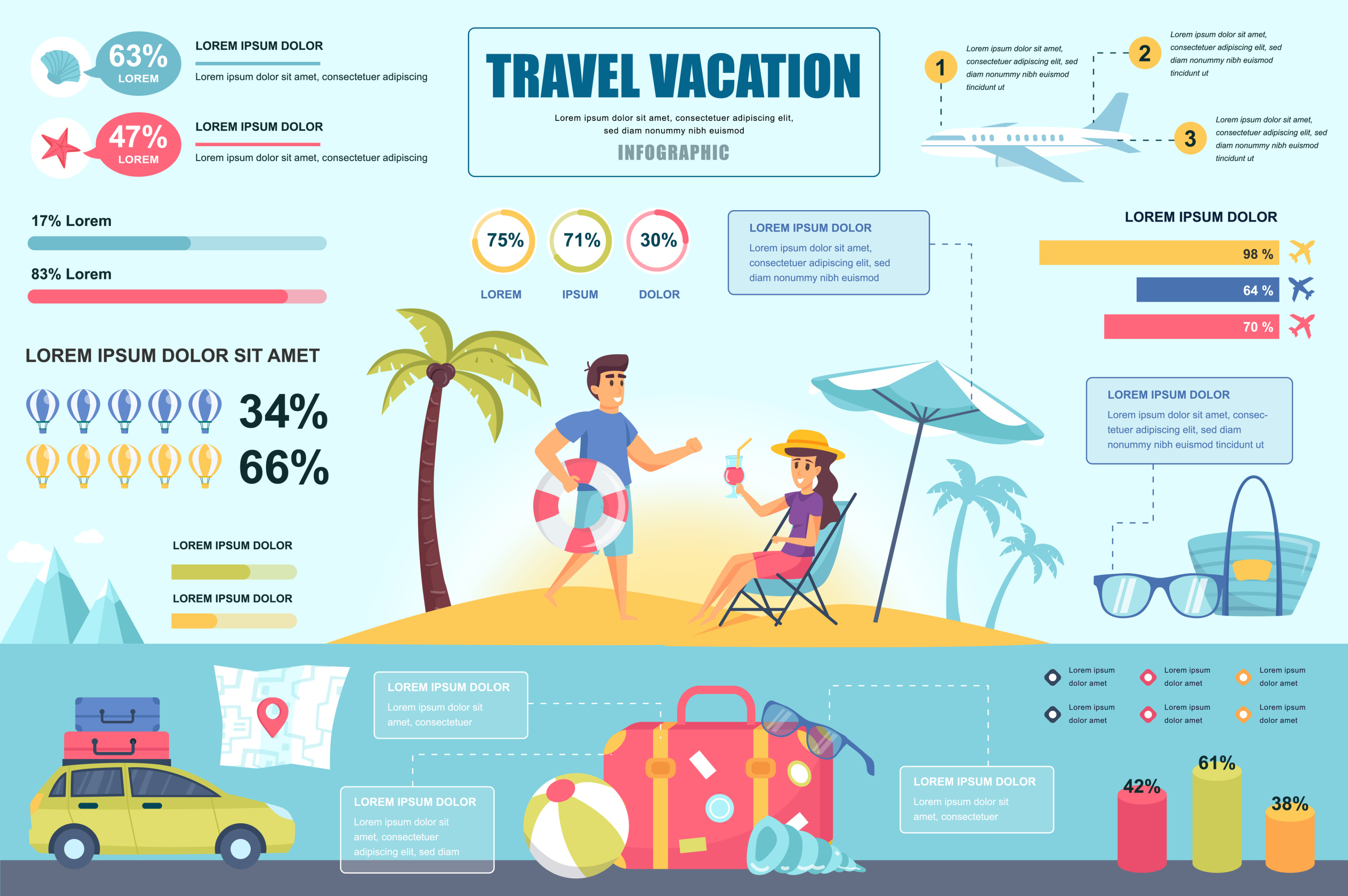 Free Editable Travel Vacation Concept Banner With Infographic Elements Summer Trip Pdf Sample