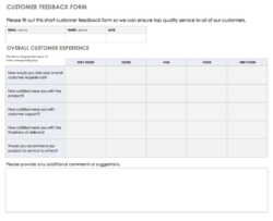 Free Printable Customer Feedback Survey Template Docs Sample