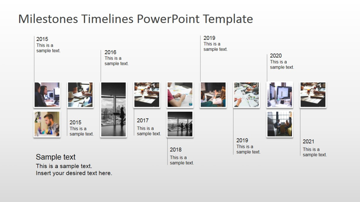 Free Printable Modern Timeline Design With Picture Milestones  Slidemodel Excel