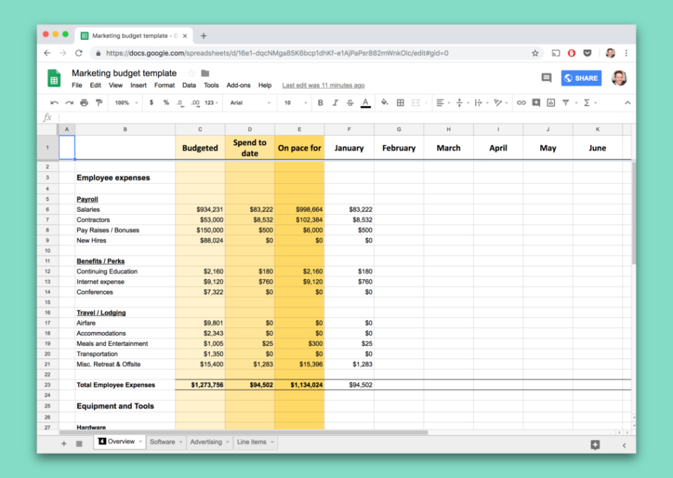 Free  Template How To Make A Marketing Budget For Your Team Excel Example