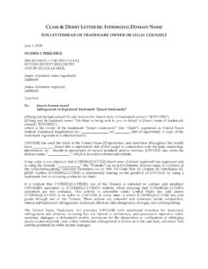 Editable Cease And Desist Trademark Letter Template