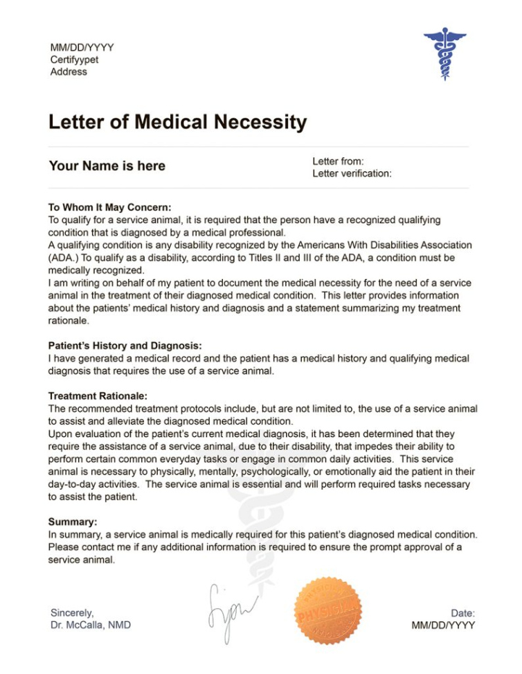 Editable Emotional Support Animal Doctor Letter Template Sample