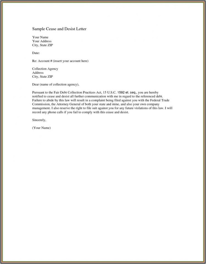 Editable Hoa Cease And Desist Letter Template Pdf