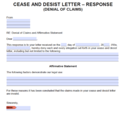 Editable Response To Cease And Desist Letter Template