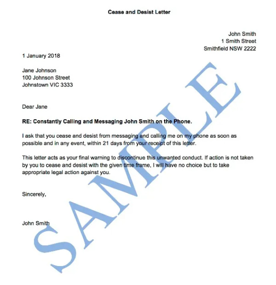 Free Blank Cease And Desist Letter Australia Template Word