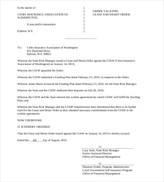 Free Blank Cease And Desist Letter Creditor Template Doc