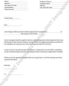 Free Blank Professional Two Weeks Notice Letter Template