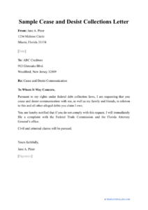 Free Editable Cease And Desist Letter California Template Excel