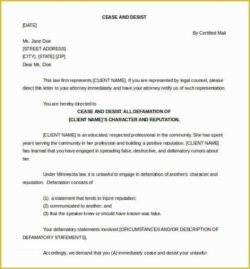 Free Editable Cease And Desist Letter Defamation Australia Template Excel