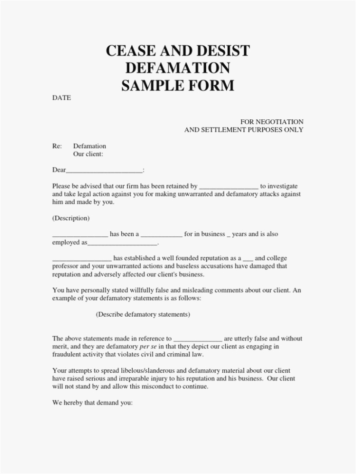 Free Editable General Cease And Desist Letter Template Word