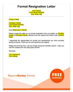 Free Editable Letter For Two Weeks Notice Template Excel