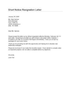 Free Editable Two Weeks Notice Letter Short And Sweet Template Word