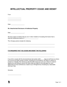 Free Printable Cease And Desist Letter Canada Template Doc