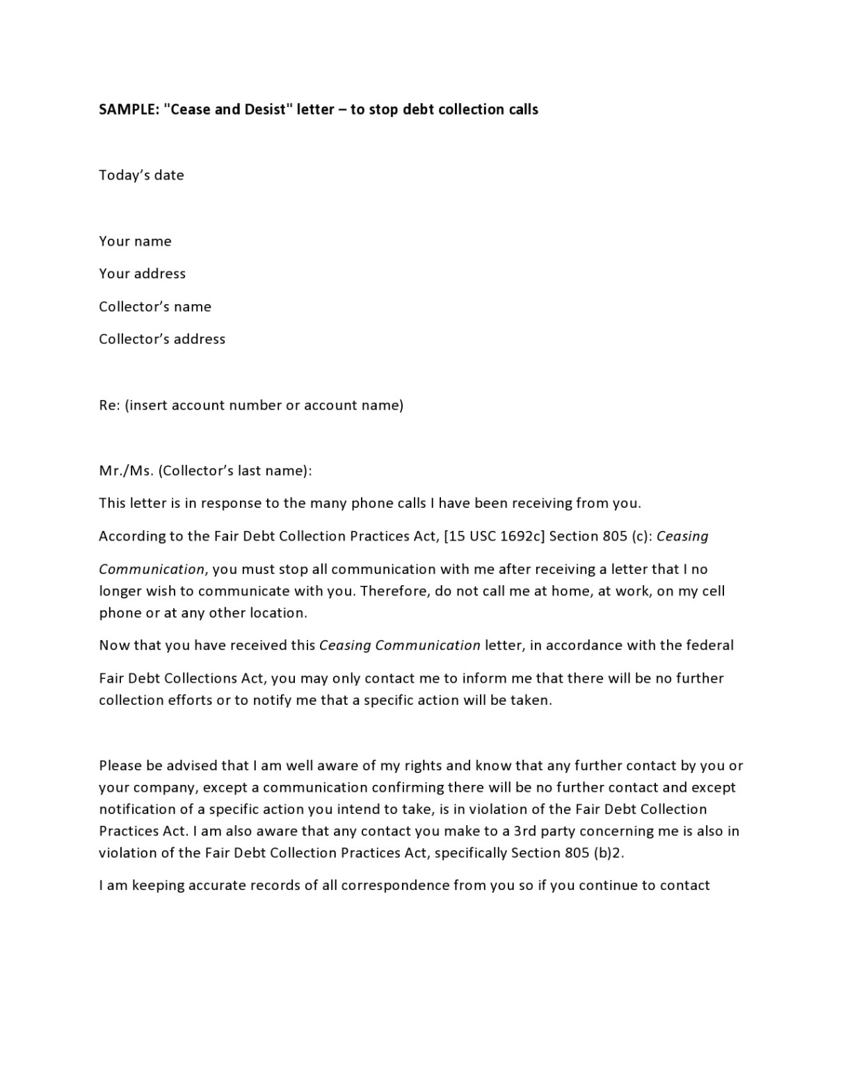 Free Printable Cease And Desist Letter For Defamation Of Character Template Example