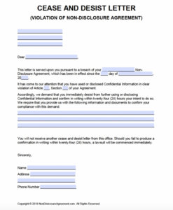 Free Printable Cease And Desist Letter Texas Template Pdf