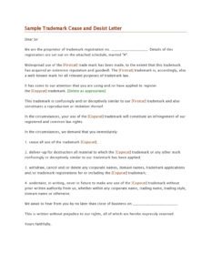 Free Printable Patent Cease And Desist Letter Template Pdf