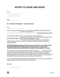 Free Printable Uk Cease And Desist Letter Template